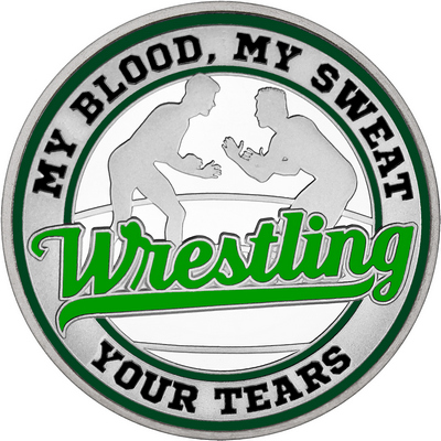 Green "Wrestling" with Dark Green Outer Circular Borders